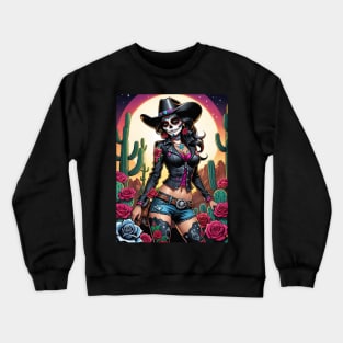 Vaquera - Dia De Los Muertos- Cowgirl Crewneck Sweatshirt